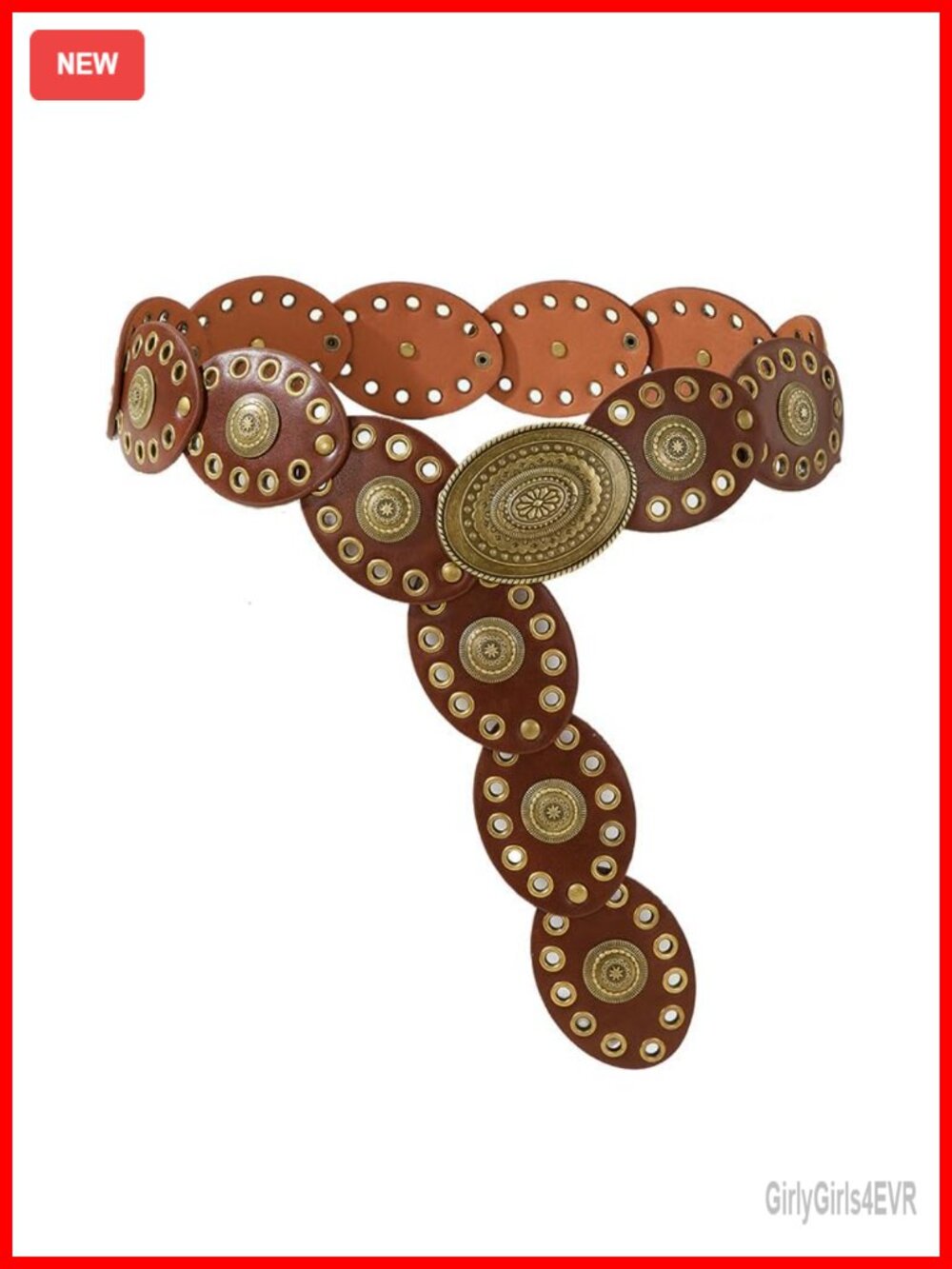 Wide PU-Leather Western Belt Women Hollow Disc Buckle Vintage Waist